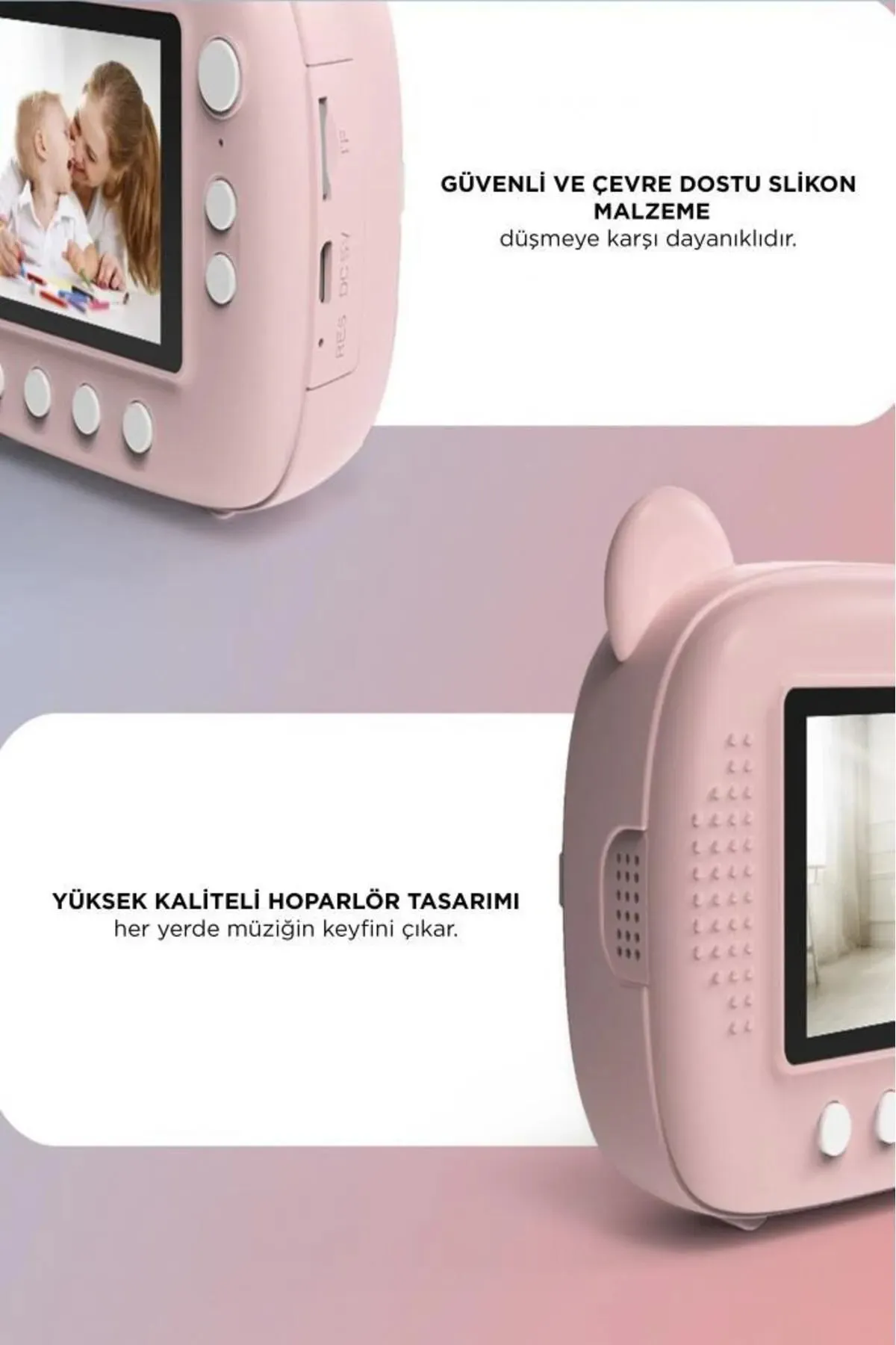 Torima Cmr14 Pembe Dijital Video Fotoğraf Çocuk Kamerası Anlık Termal Resim Kağıt Baskılı Yazıcı